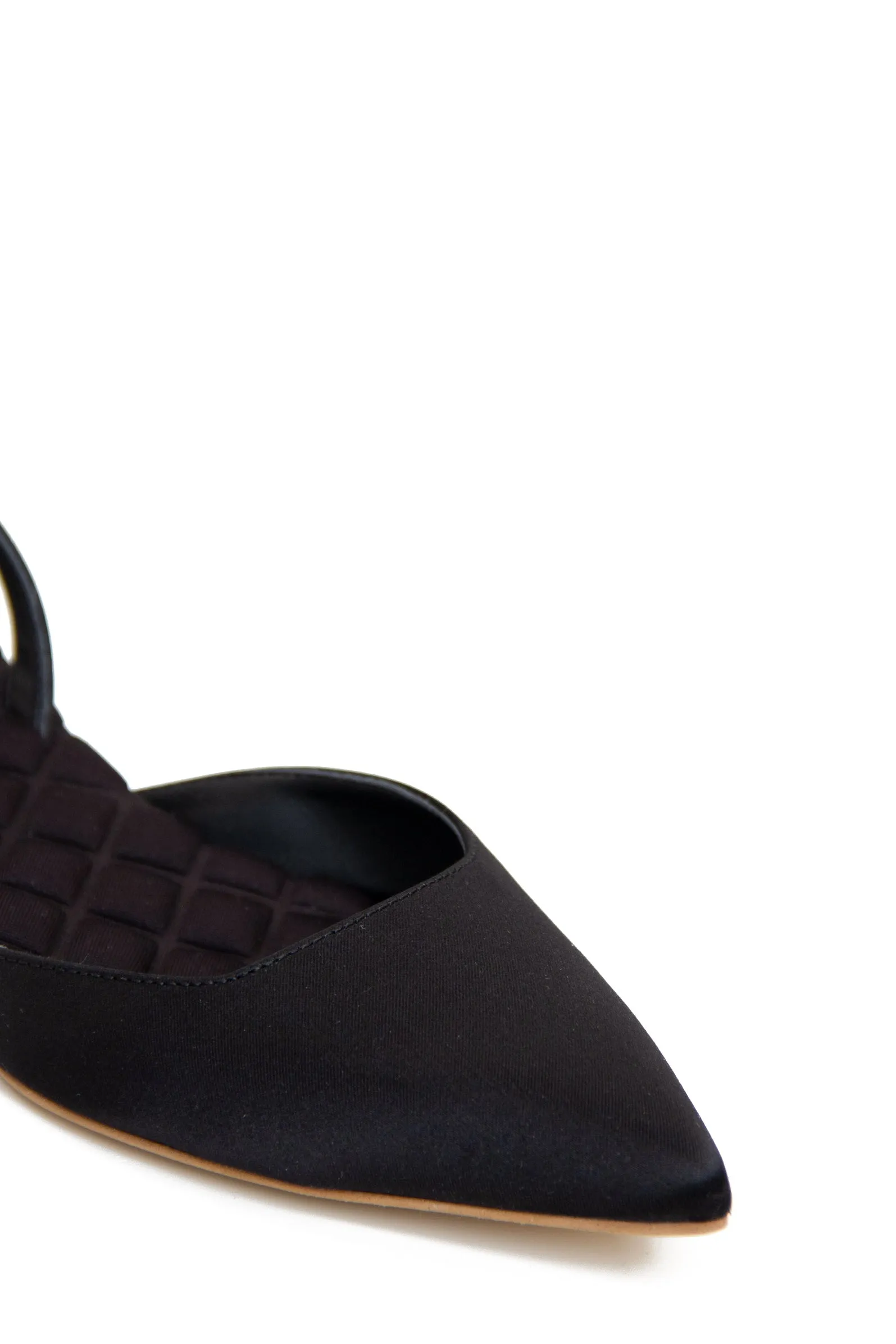 Jackie Cotton Vegan Slingback Flats | Satin Schwarz