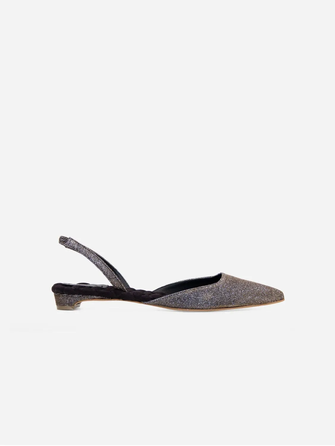 Jackie Cotton Vegan Slingback Flats | Metallisches Lurex