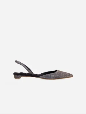 Jackie Cotton Vegan Slingback Flats | Metallisches Lurex