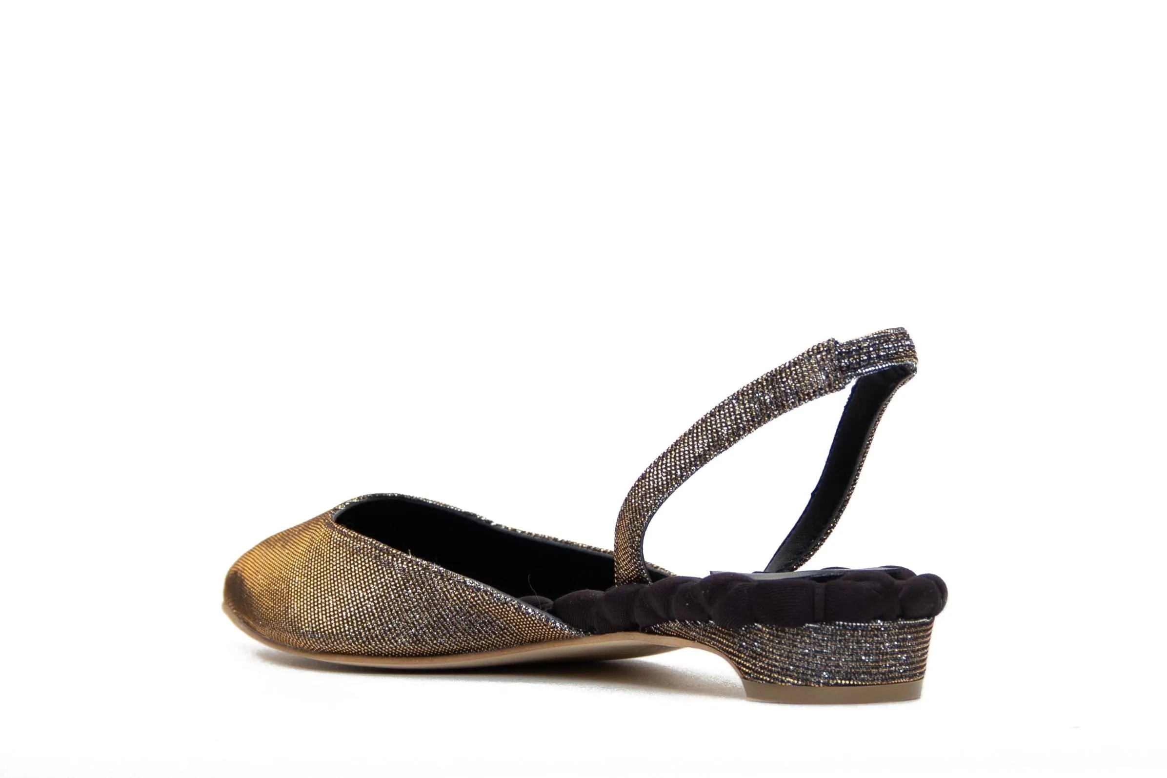 Jackie Cotton Vegan Slingback Flats | Metallisches Lurex