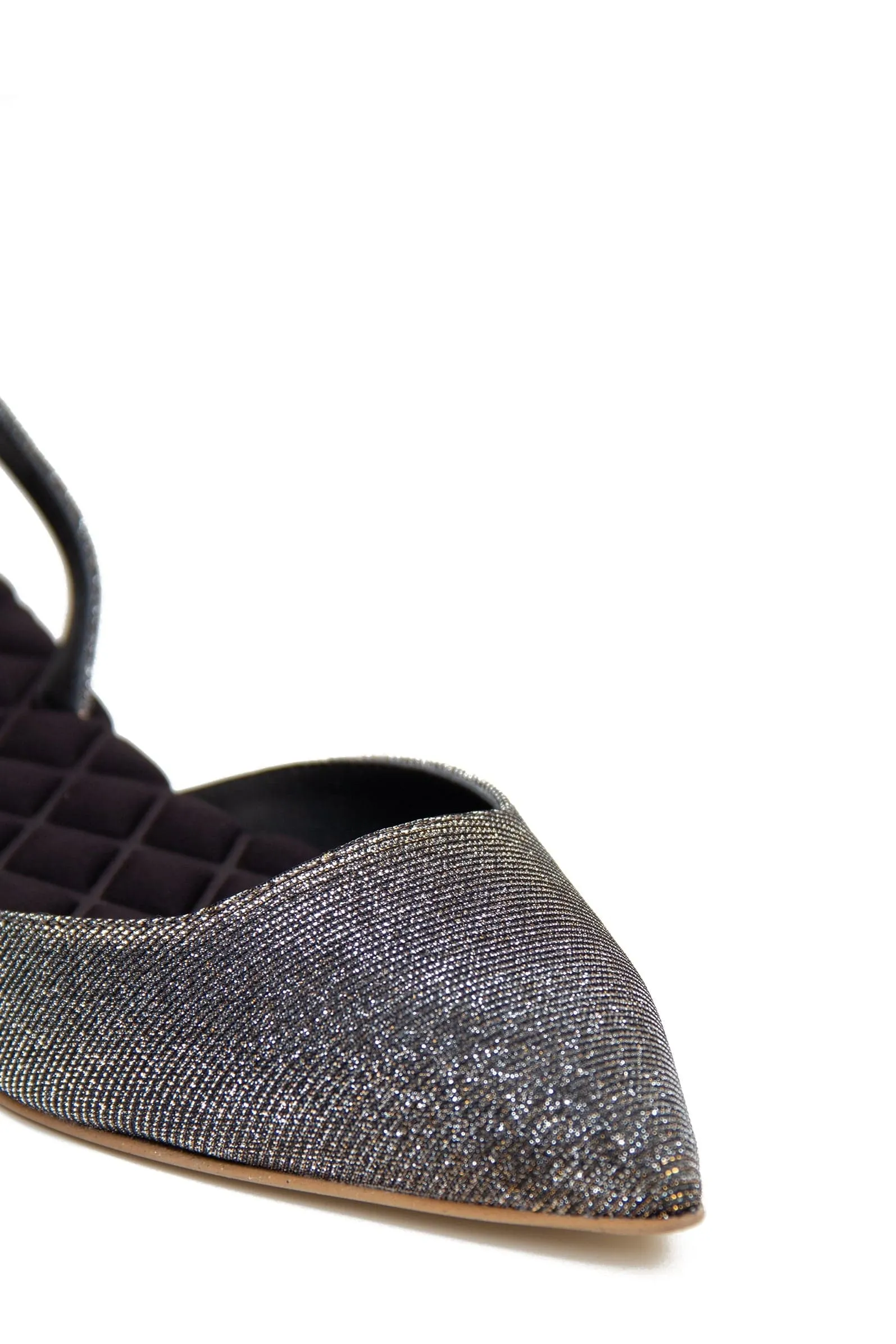 Jackie Cotton Vegan Slingback Flats | Metallisches Lurex