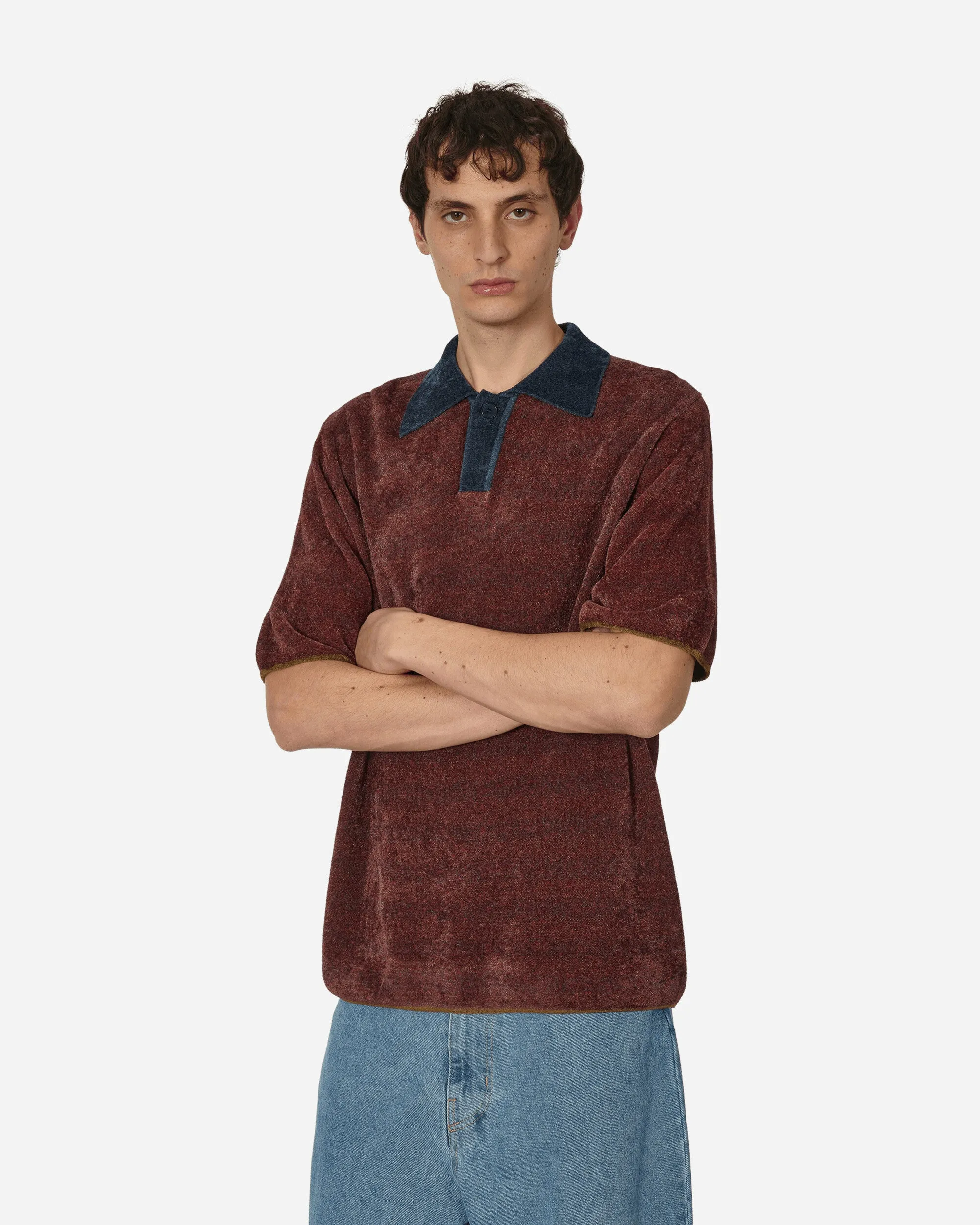 Jacquard-Kragen Strickpolo Mehrfarbig