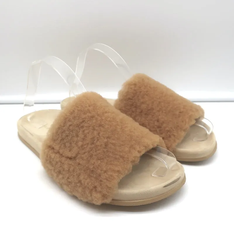 Jenni Kayne Shearling Slide Sandalen Natur Größe 41