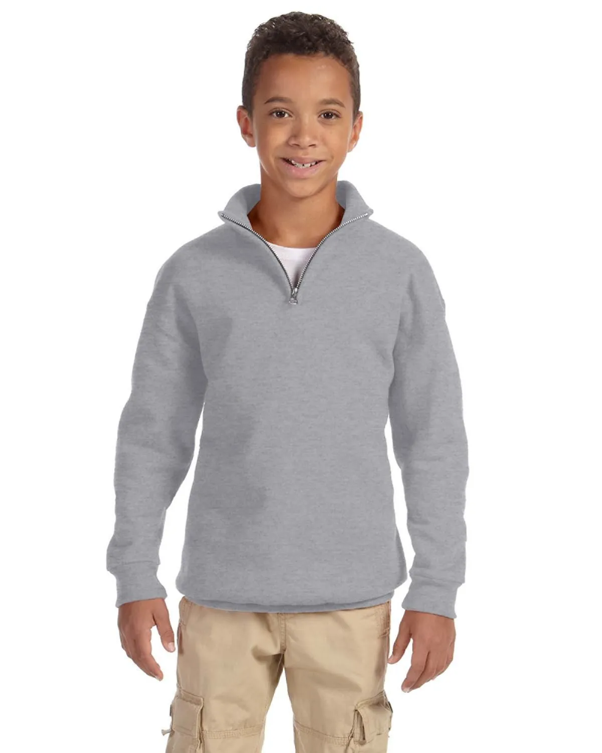 Jerzees 995Y Jugend NuBlend Viertel-Reißverschluss Kadettenkragen Pullover