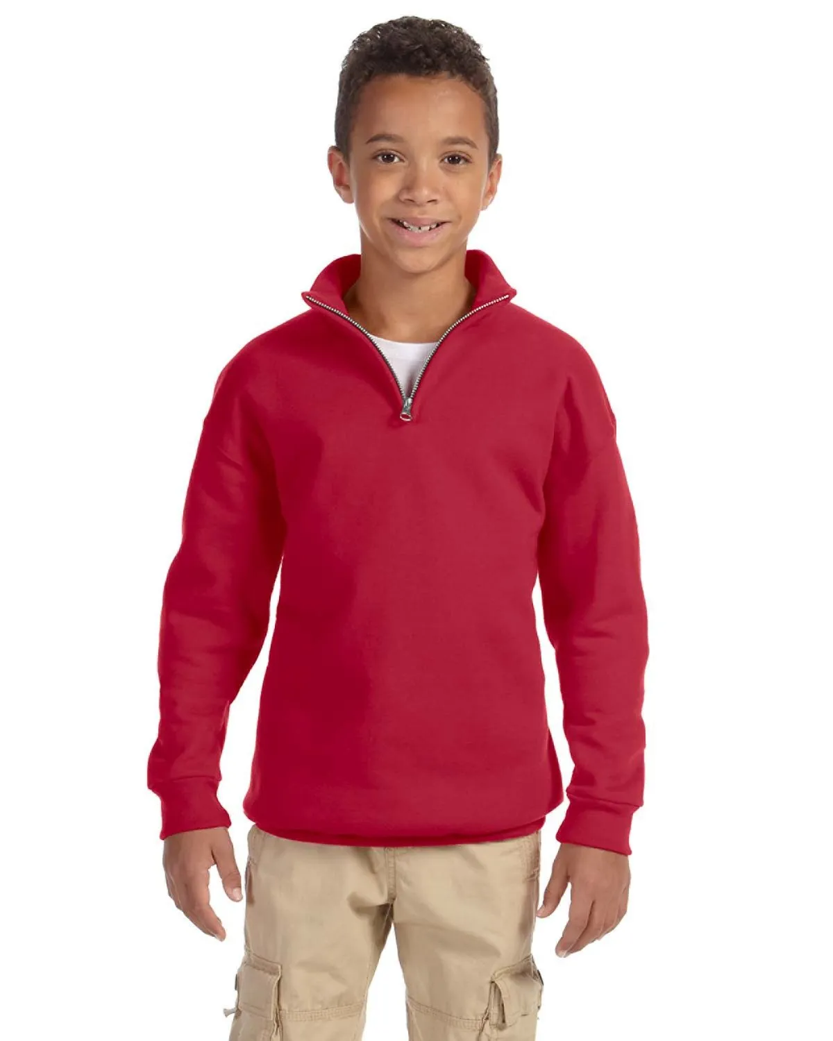 Jerzees 995Y Jugend NuBlend Viertel-Reißverschluss Kadettenkragen Pullover