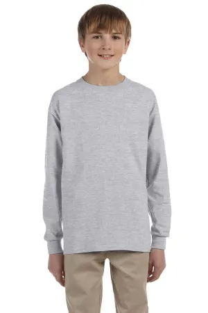 Jerzees Youth Dri-Power Feuchtigkeitstransport Langarm Rundhals T-Shirt - Oxford Grau
