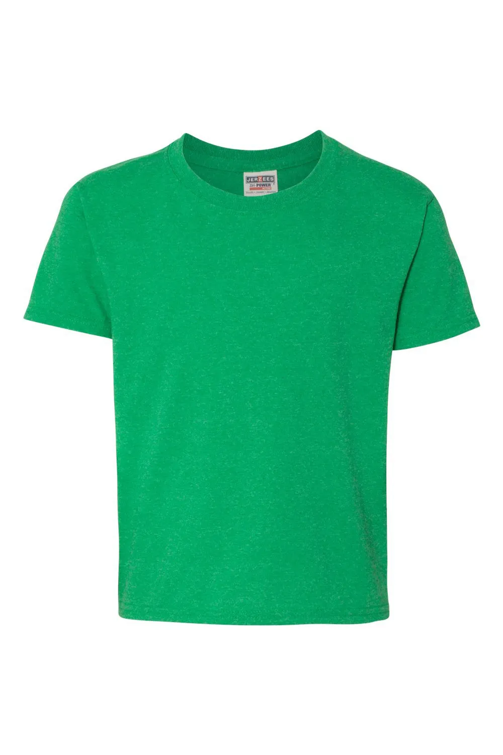 Jerzees Youth Dri-Power Feuchtigkeitstransportierendes Kurzarm-T-Shirt mit Rundhalsausschnitt - Heather Irish Grün