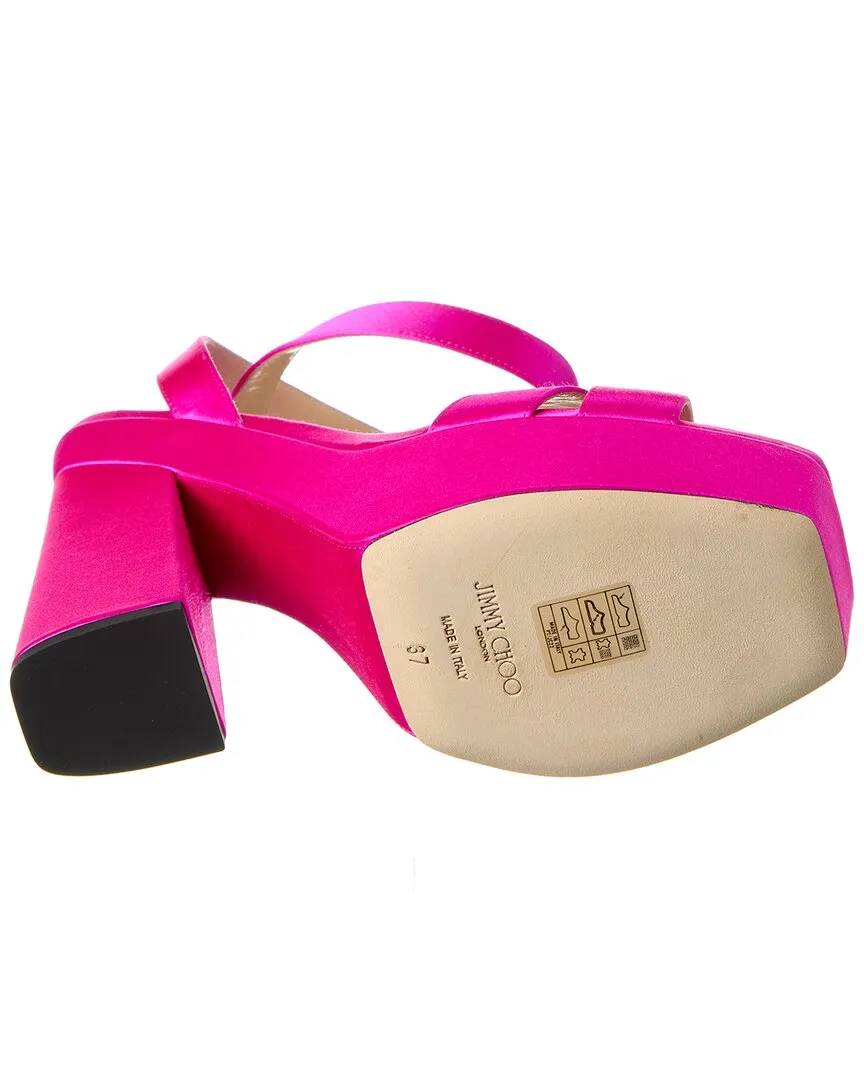 Jimmy Choo Gaia 140 Satin Plateau Sandalen