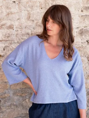 Jody Damen Baumwolle Relaxed Jumper | Blau Melange