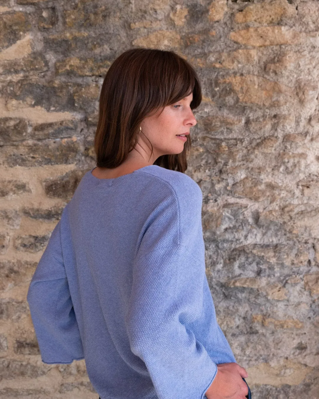 Jody Damen Baumwolle Relaxed Jumper | Blau Melange