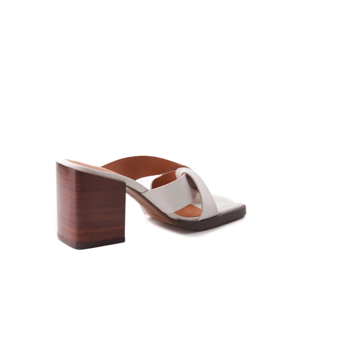 Justina Off White Leder