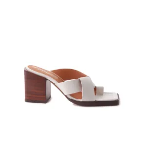 Justina Off White Leder
