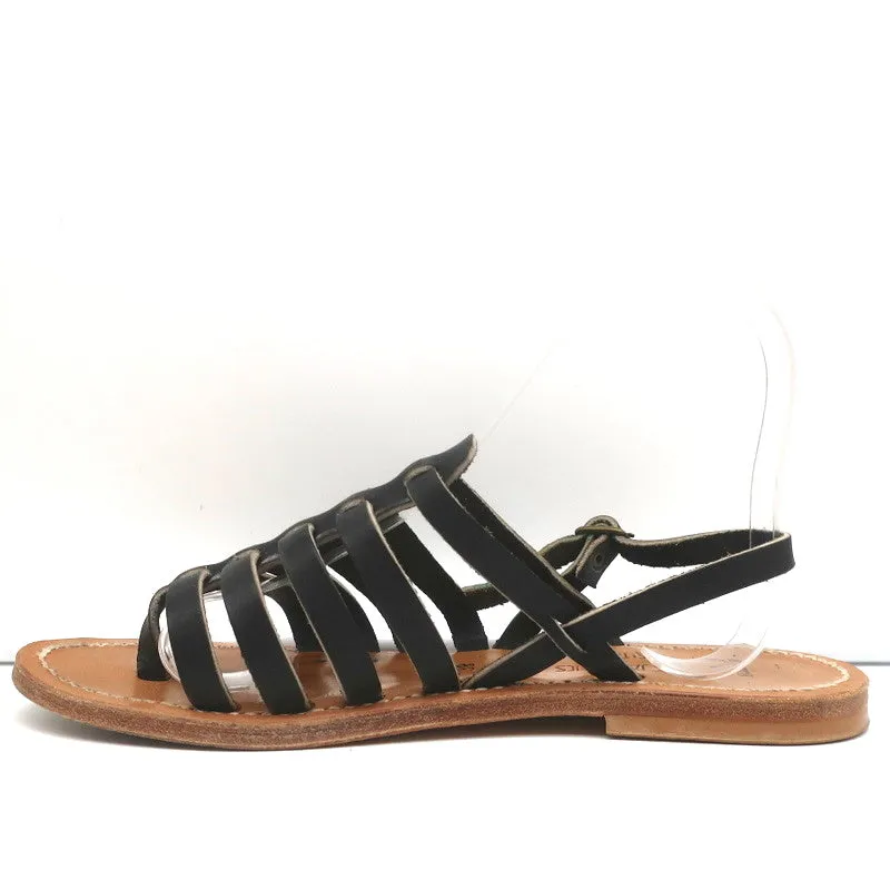 K.Jacques Homere Slingback Zehensteg-Sandalen Schwarz Leder Größe 38