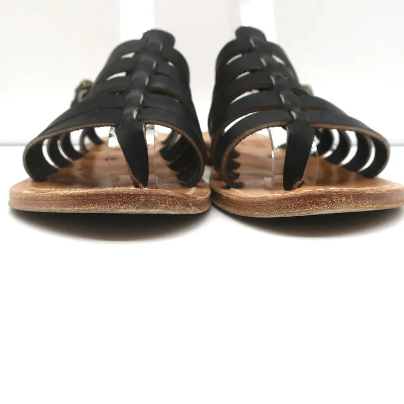 K.Jacques Homere Slingback Zehensteg-Sandalen Schwarz Leder Größe 38