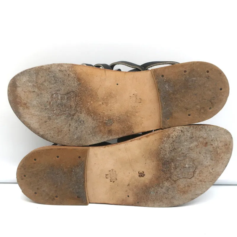 K.Jacques Homere Slingback Zehensteg-Sandalen Schwarz Leder Größe 38