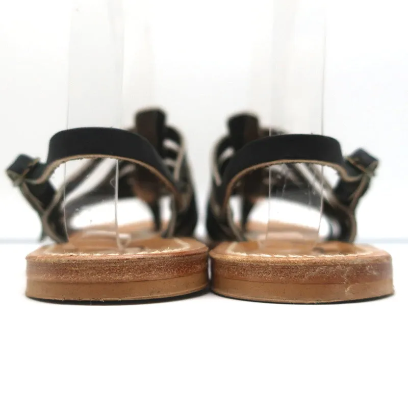 K.Jacques Homere Slingback Zehensteg-Sandalen Schwarz Leder Größe 38