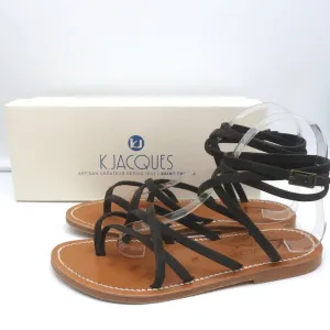 K.Jacques Zenobie Riemchensandalen mit Knöchelband in Dunkelbraun Wildleder Größe 38