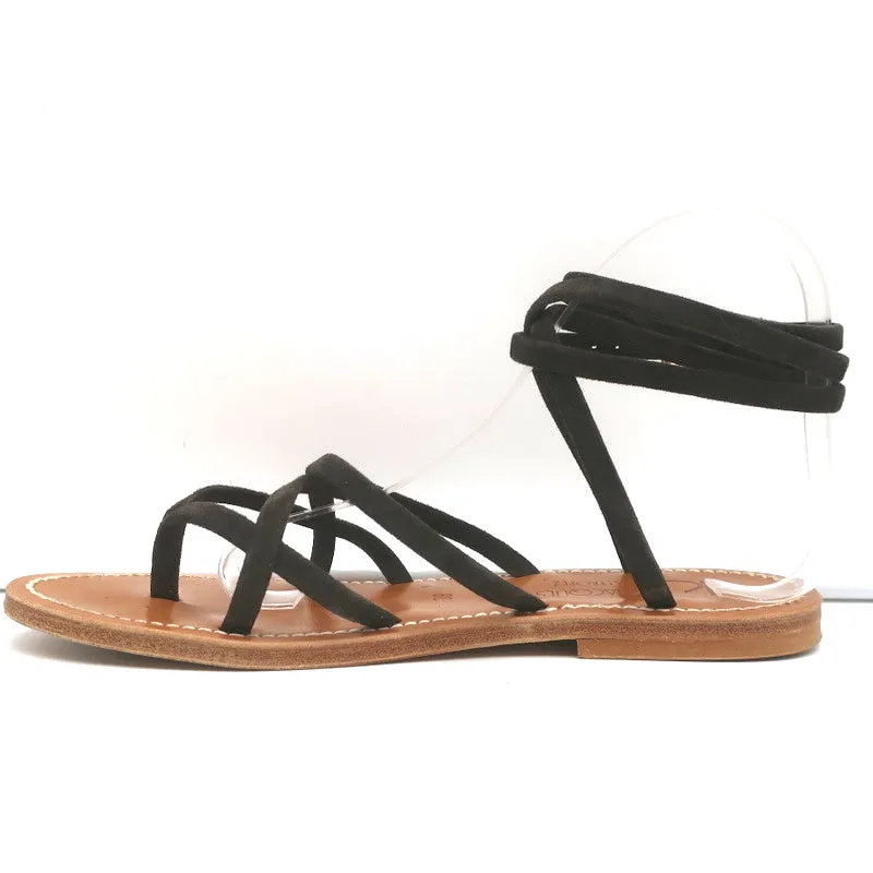 K.Jacques Zenobie Riemchensandalen mit Knöchelband in Dunkelbraun Wildleder Größe 38