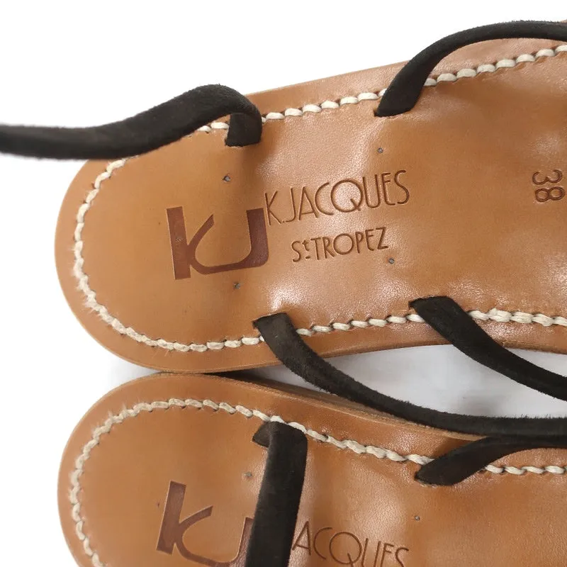 K.Jacques Zenobie Riemchensandalen mit Knöchelband in Dunkelbraun Wildleder Größe 38