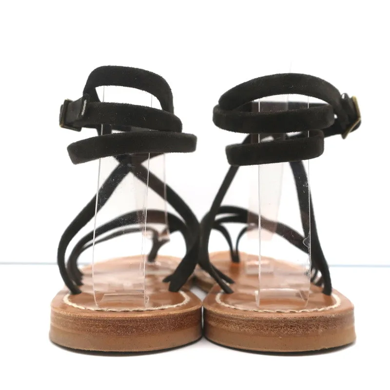 K.Jacques Zenobie Riemchensandalen mit Knöchelband in Dunkelbraun Wildleder Größe 38