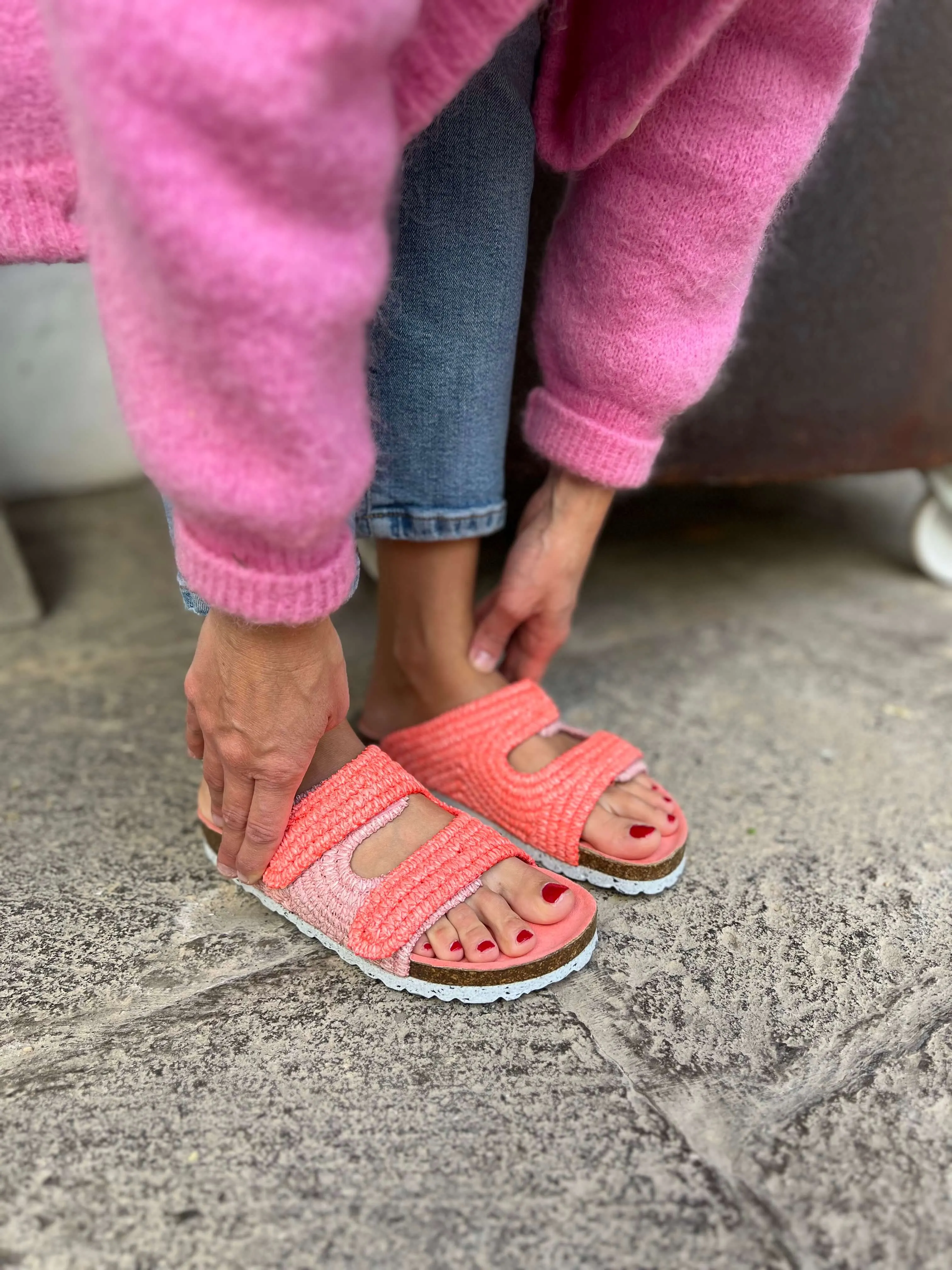 La Vera Vegan Rafia Sandalen | Rosa