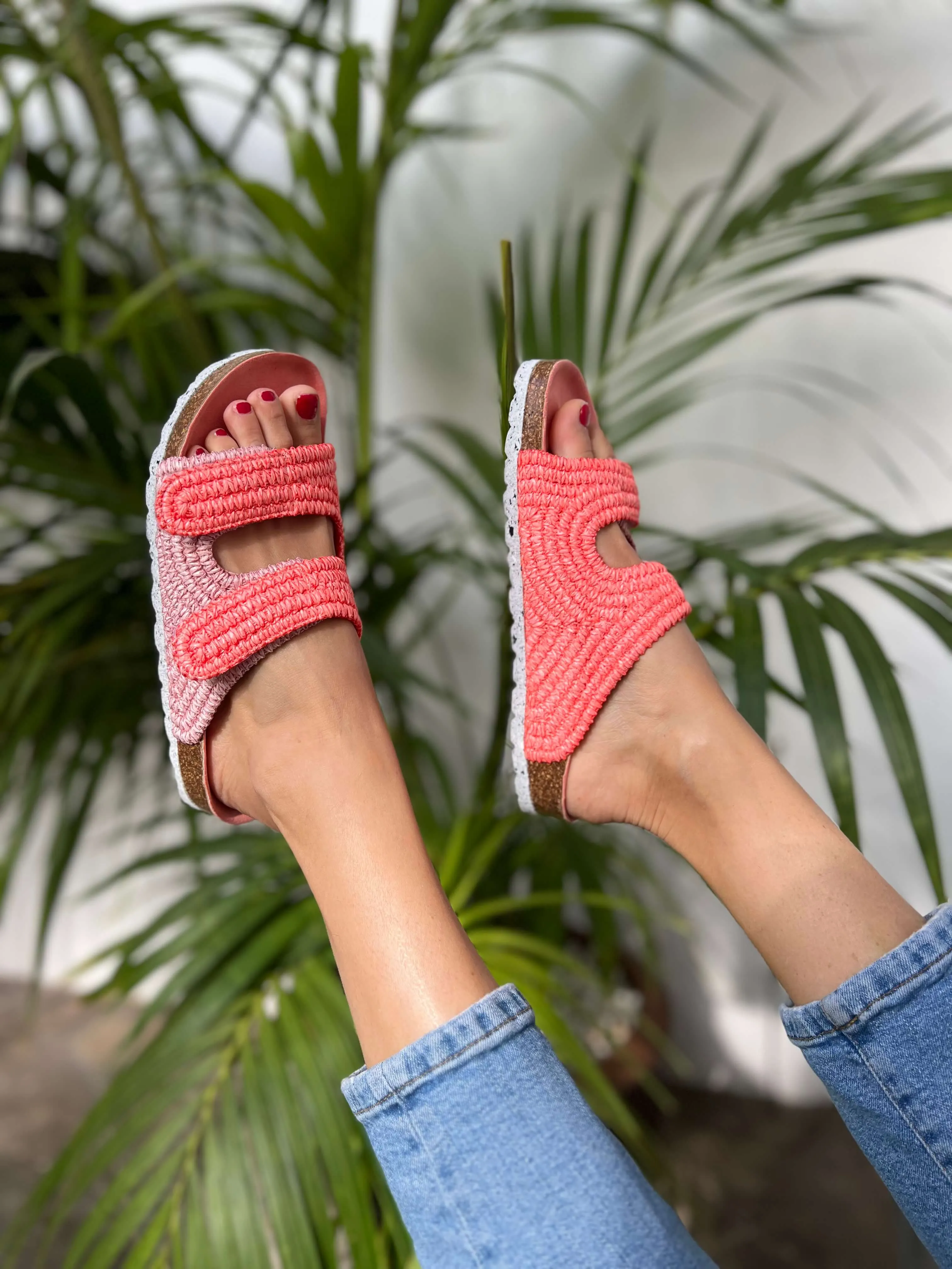 La Vera Vegan Rafia Sandalen | Rosa