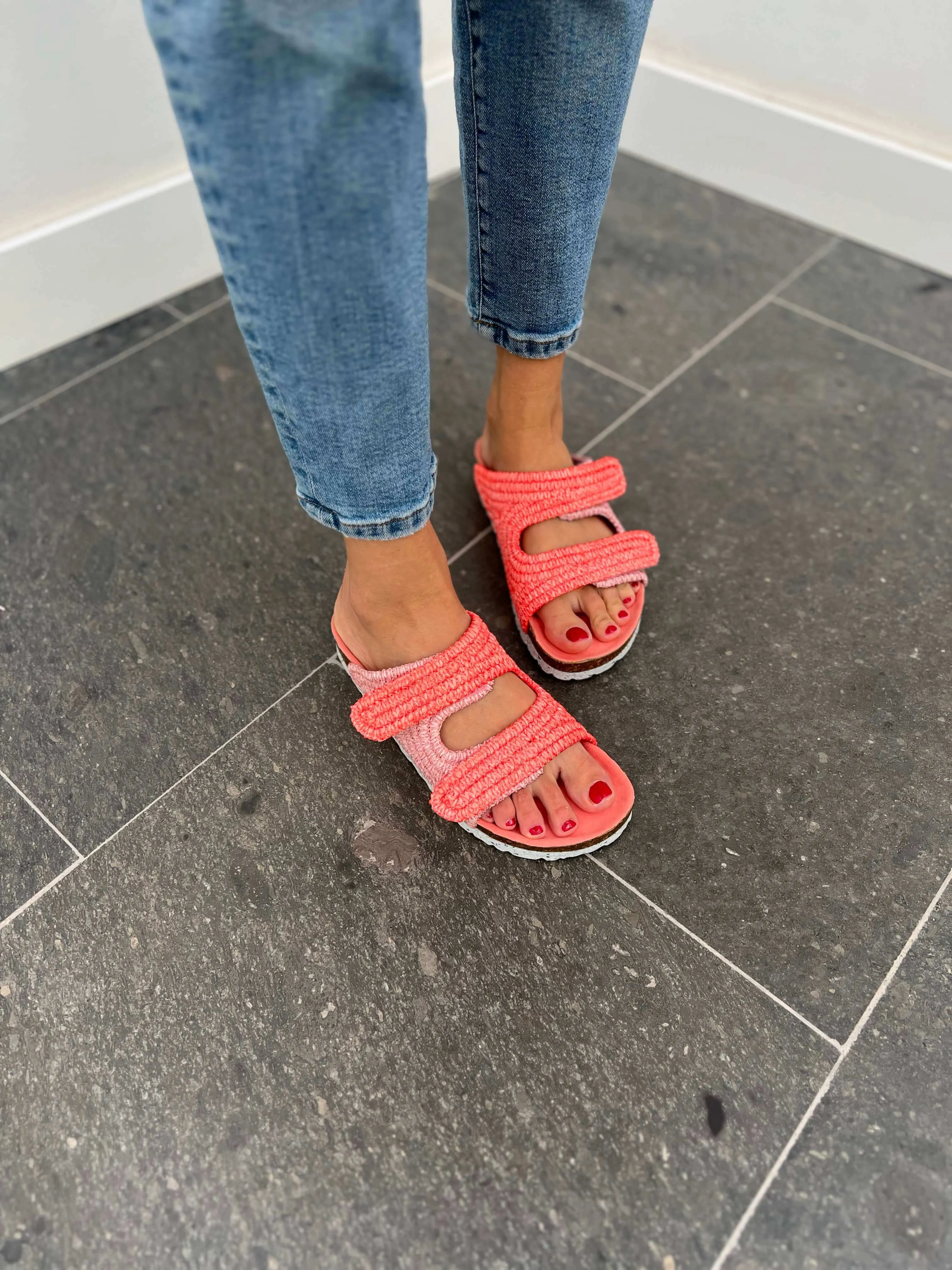 La Vera Vegan Rafia Sandalen | Rosa