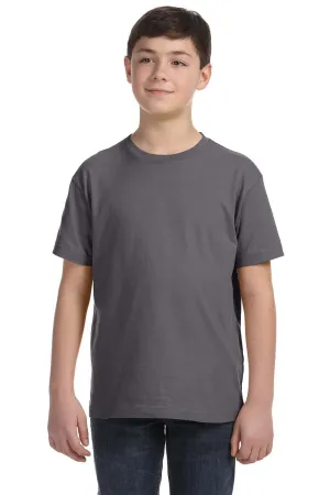 LAT Youth Feinstrick Kurzarm Rundhals T-Shirt - Anthrazitgrau