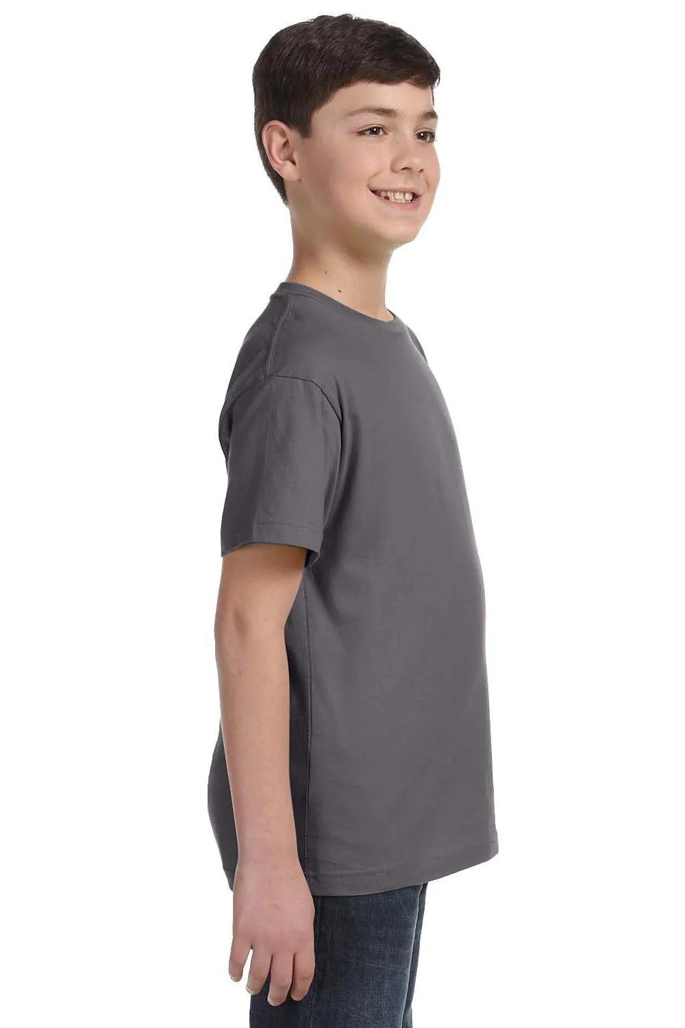 LAT Youth Feinstrick Kurzarm Rundhals T-Shirt - Anthrazitgrau