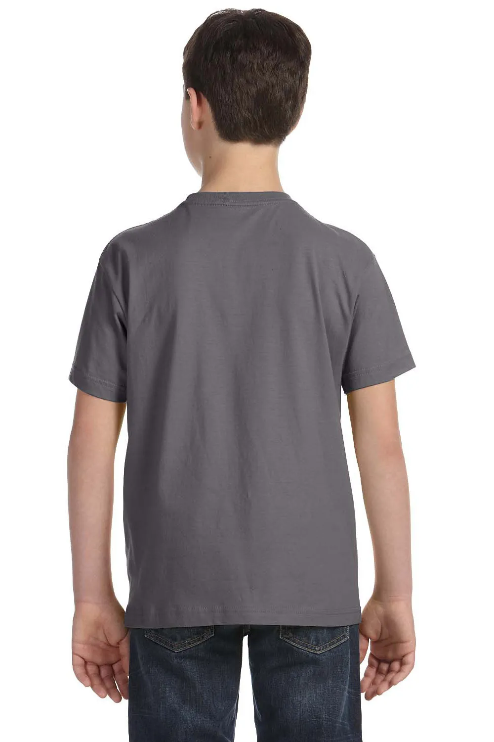 LAT Youth Feinstrick Kurzarm Rundhals T-Shirt - Anthrazitgrau