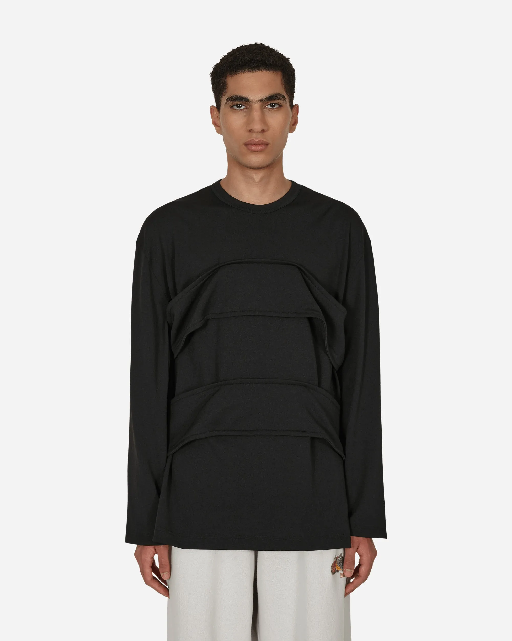 Schicht-Langarmshirt Schwarz