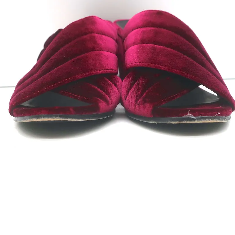 Lemare Crisscross Mule Sandalen Bordeauxrot Samt Größe 41 Offene Zehen Absatzschuhe