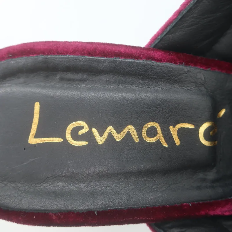 Lemare Crisscross Mule Sandalen Bordeauxrot Samt Größe 41 Offene Zehen Absatzschuhe