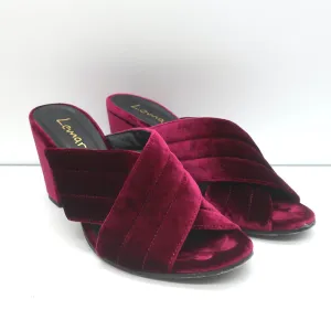 Lemare Crisscross Mule Sandalen Bordeauxrot Samt Größe 41 Offene Zehen Absatzschuhe