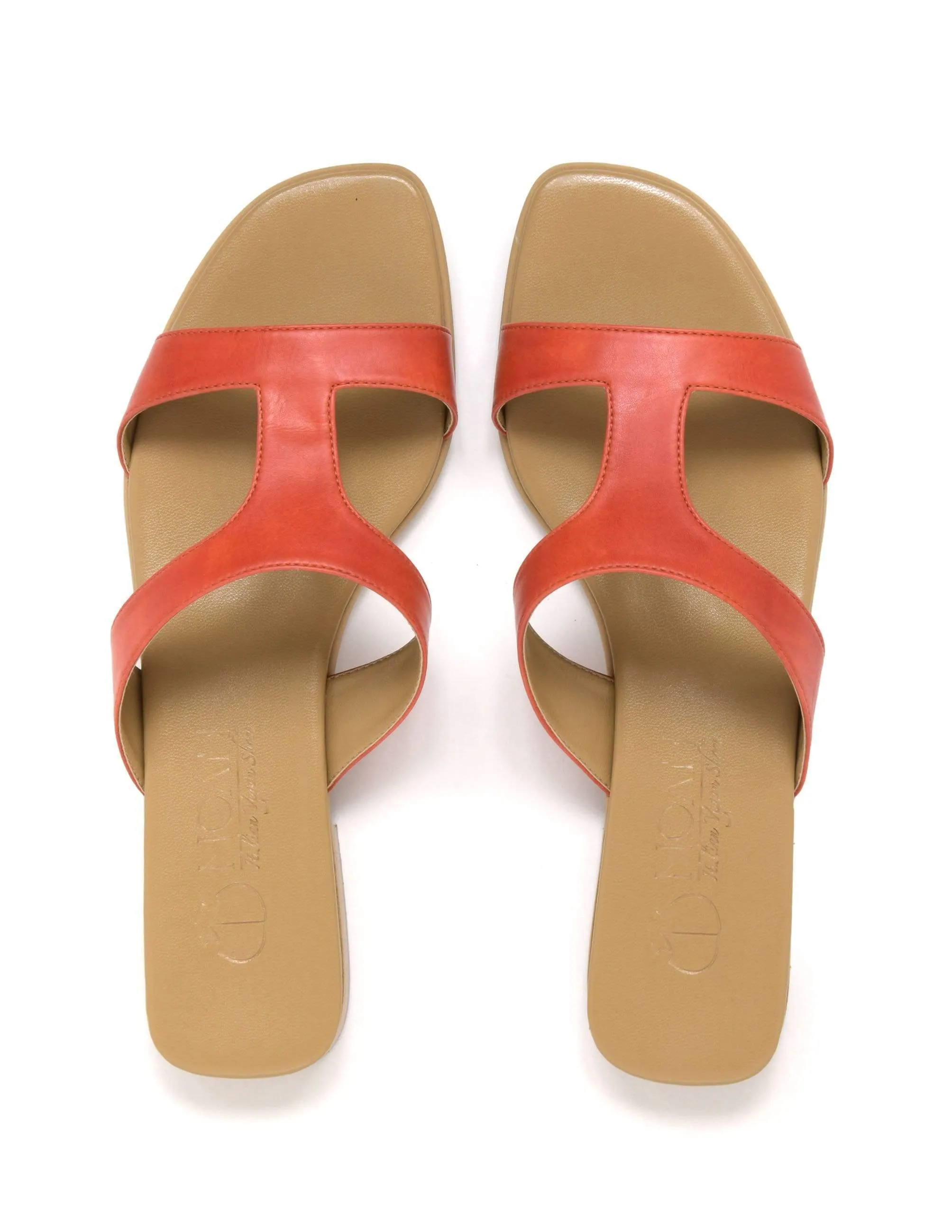Letizia Damen Vegan Nappa Leder Schlupf Sandale | Gebranntes Orange