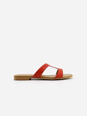 Letizia Damen Vegan Nappa Leder Schlupf Sandale | Gebranntes Orange