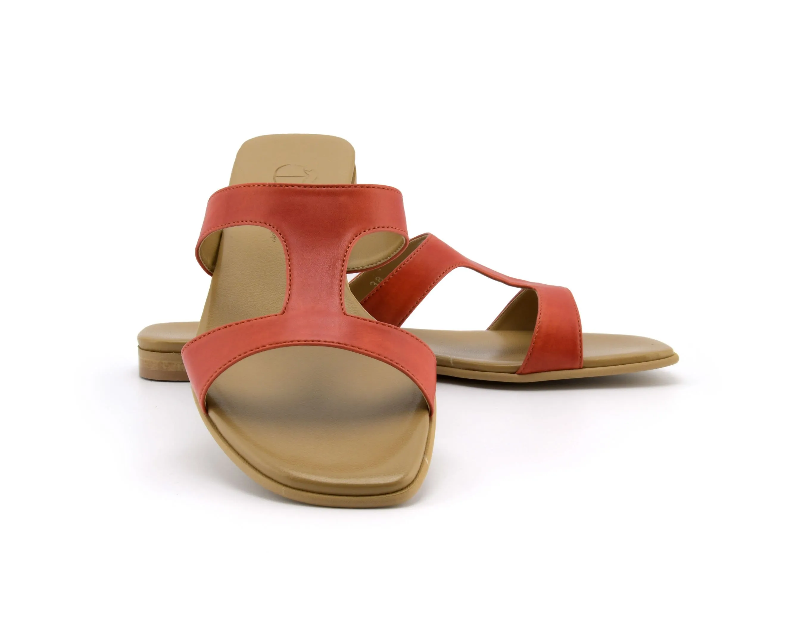 Letizia Damen Vegan Nappa Leder Schlupf Sandale | Gebranntes Orange