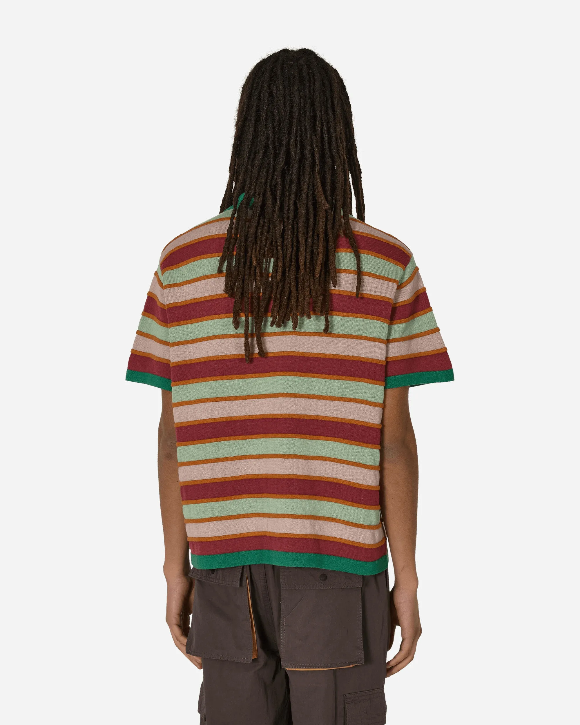 Halbgezogenes Streifen-Halbzip-Shirt Rot
