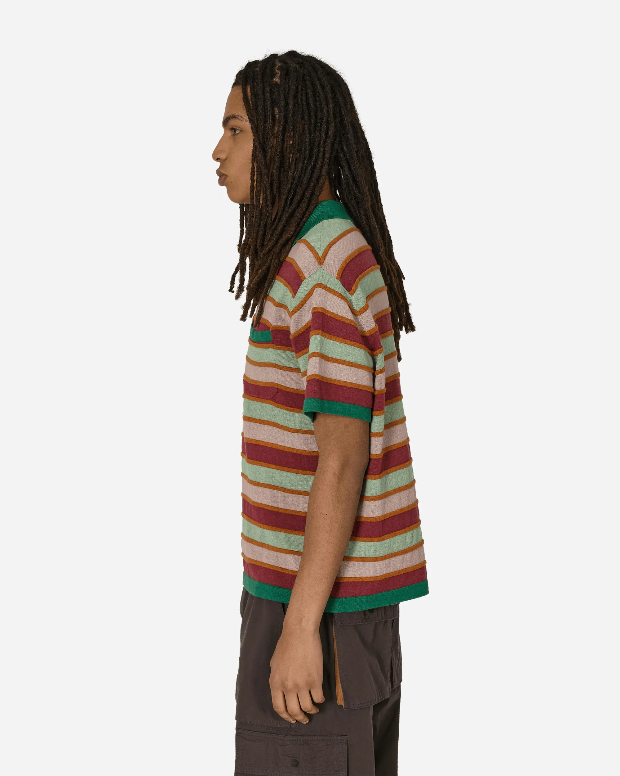 Halbgezogenes Streifen-Halbzip-Shirt Rot