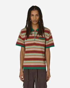 Halbgezogenes Streifen-Halbzip-Shirt Rot