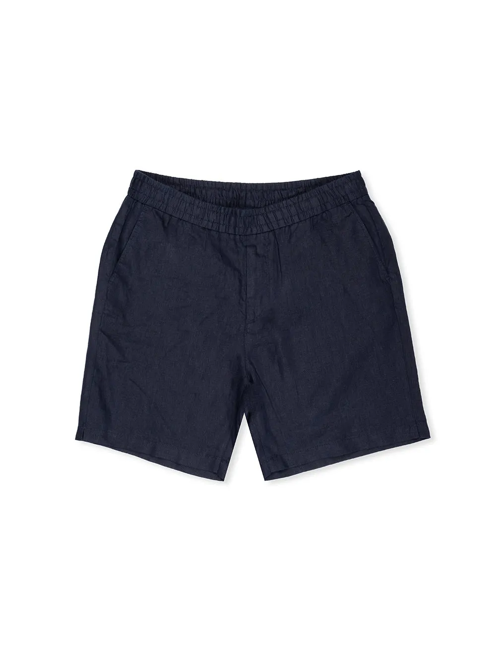 Leinene Shorts mit Zugband in Abendblau