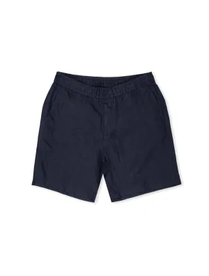 Leinene Shorts mit Zugband in Abendblau