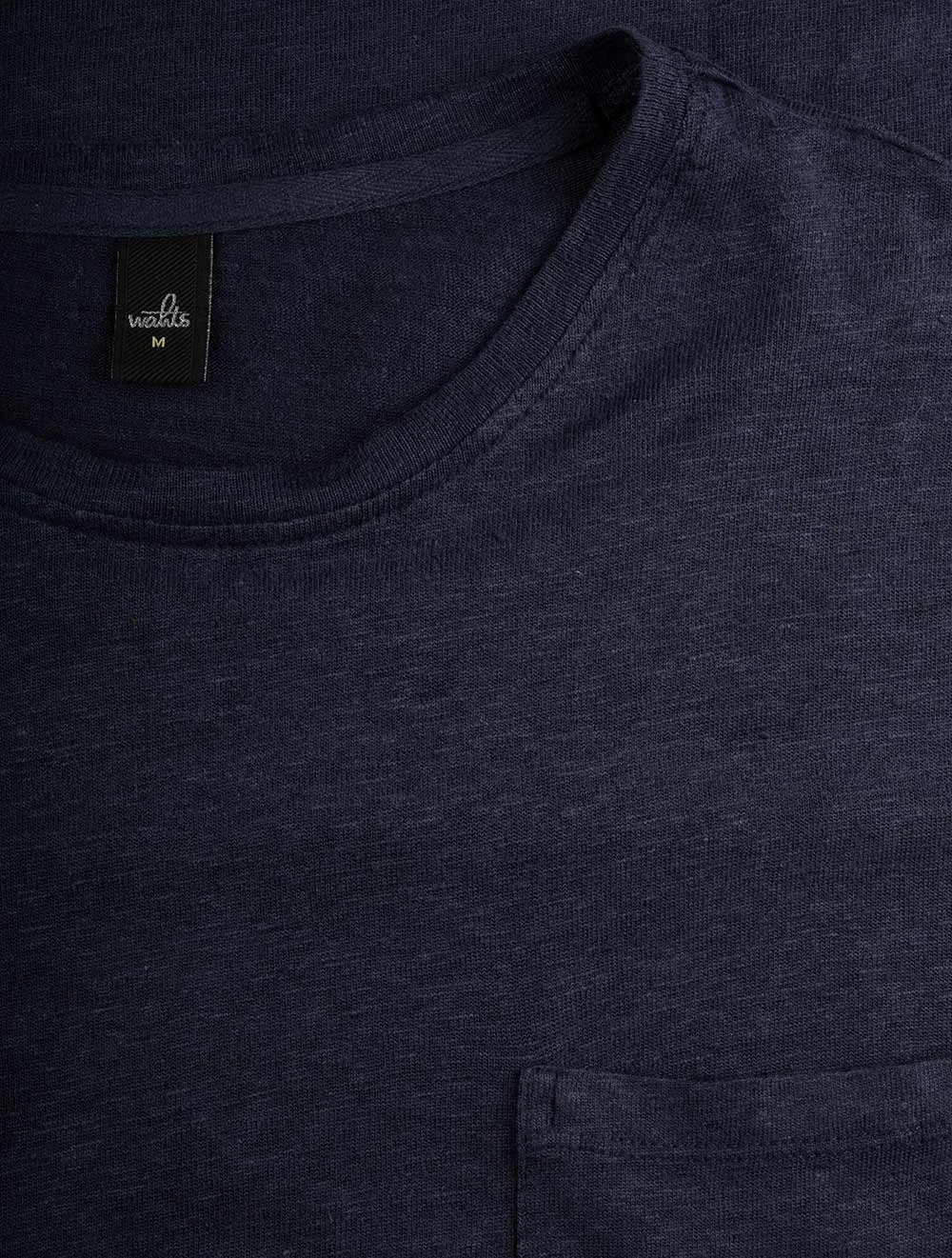 Leinen-T-Shirt mit Tasche Marineblau