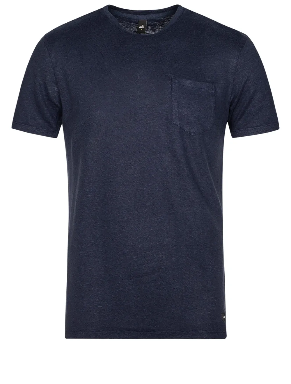 Leinen-T-Shirt mit Tasche Marineblau
