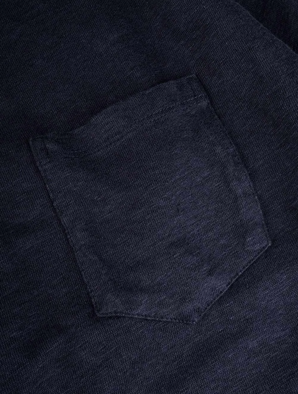 Leinen-T-Shirt mit Tasche Marineblau