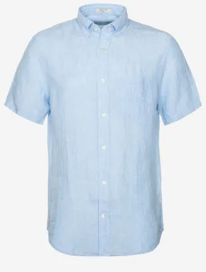 Leinen Regular Fit Kurzarmhemd Capri Blau