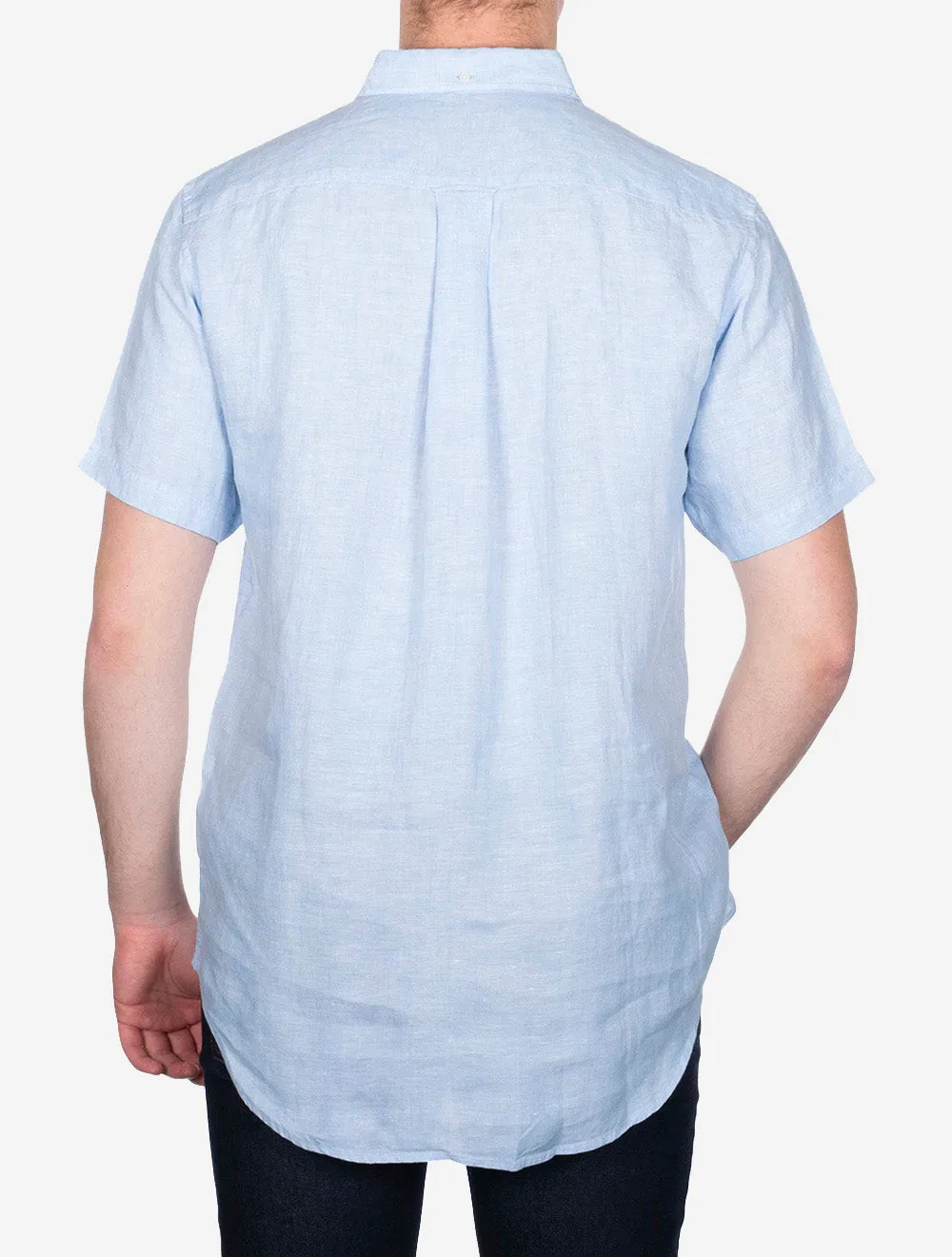 Leinen Regular Fit Kurzarmhemd Capri Blau