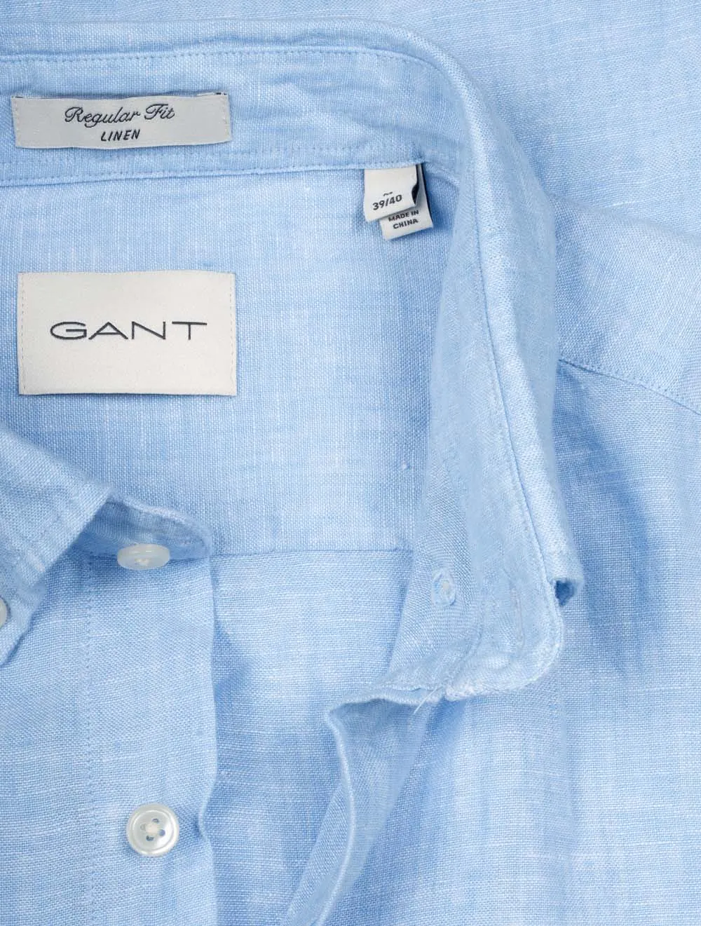 Leinen Regular Fit Kurzarmhemd Capri Blau