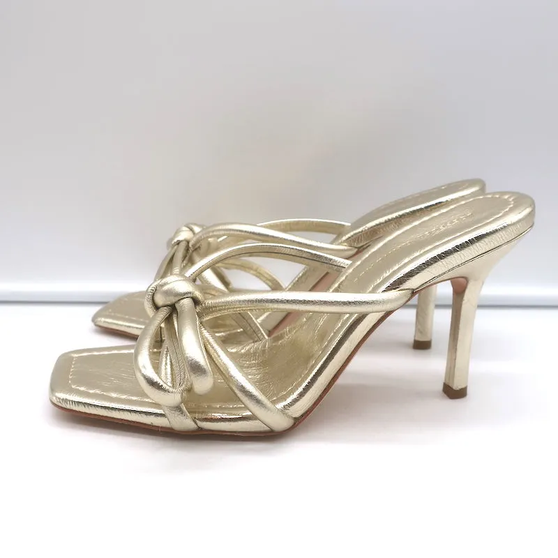 Loeffler Randall Margi Bogen-Sandalen Gold Metallic Leder Größe 9 NEU