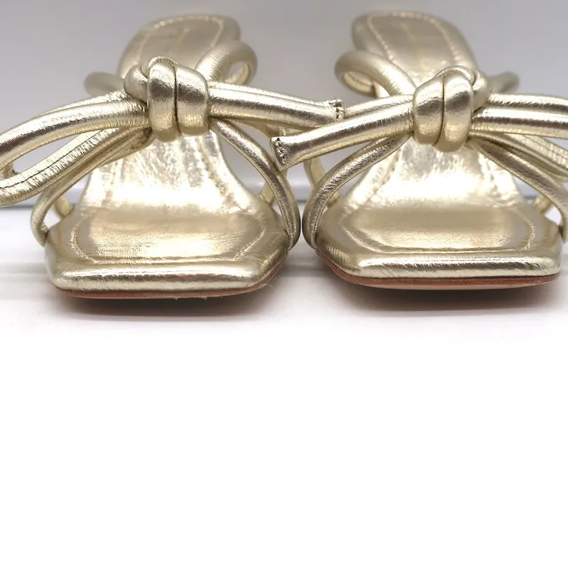Loeffler Randall Margi Bogen-Sandalen Gold Metallic Leder Größe 9 NEU